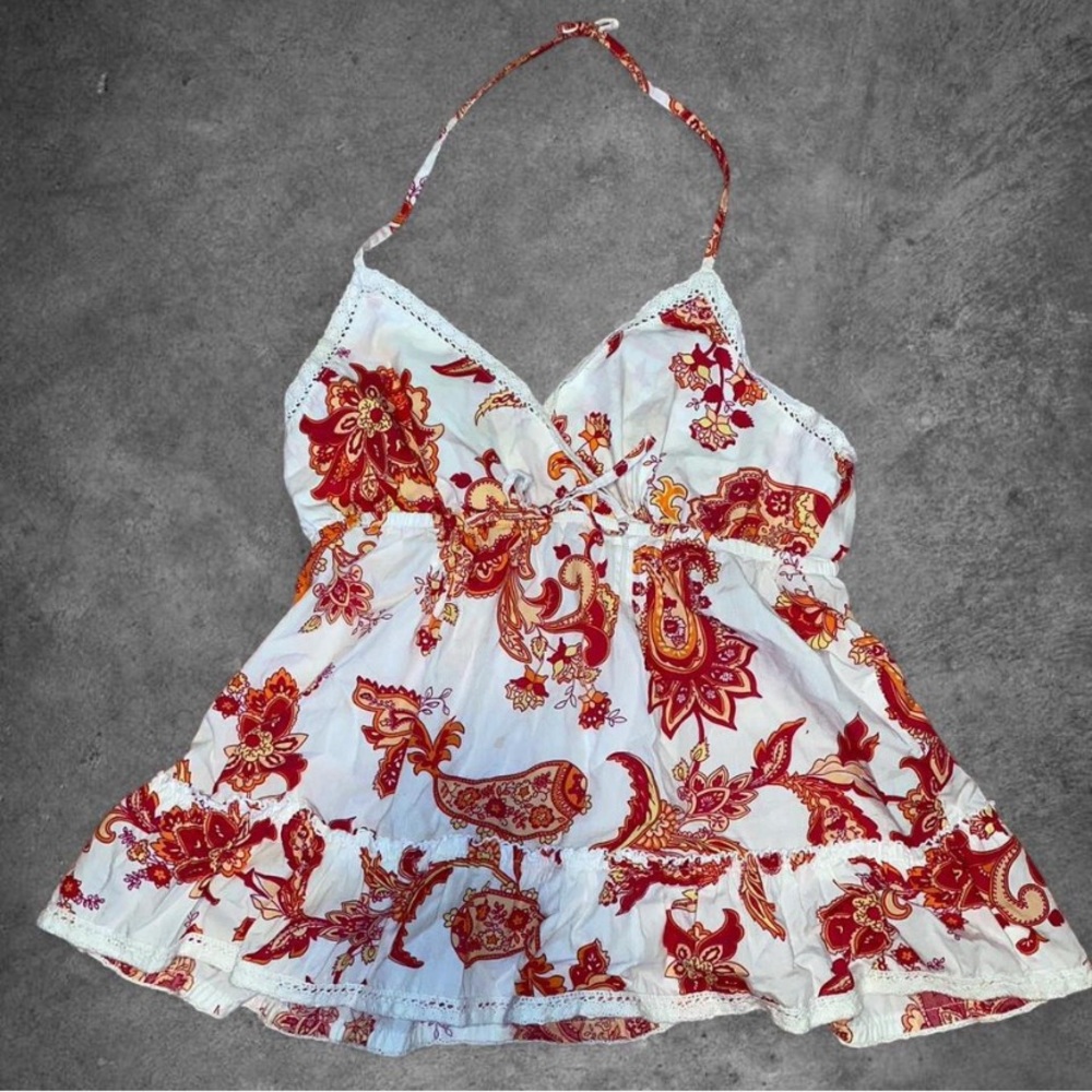 Old Navy Red and White Floral Camisole